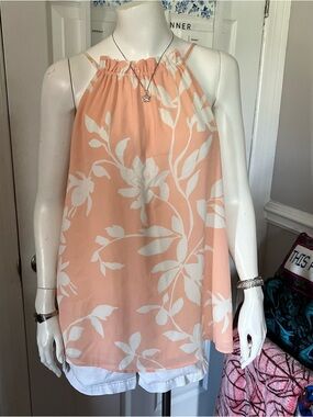 Ophelia Roe Peach Floral Halter Top – XL